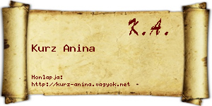 Kurz Anina névjegykártya